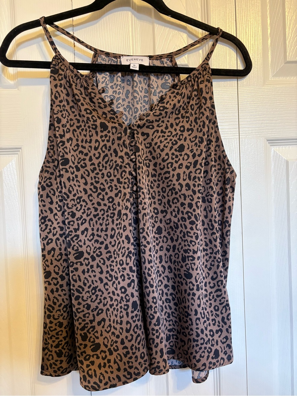 Evereve XL Brown/black Leopard Print Cami with Adjustable Straps and buttons
